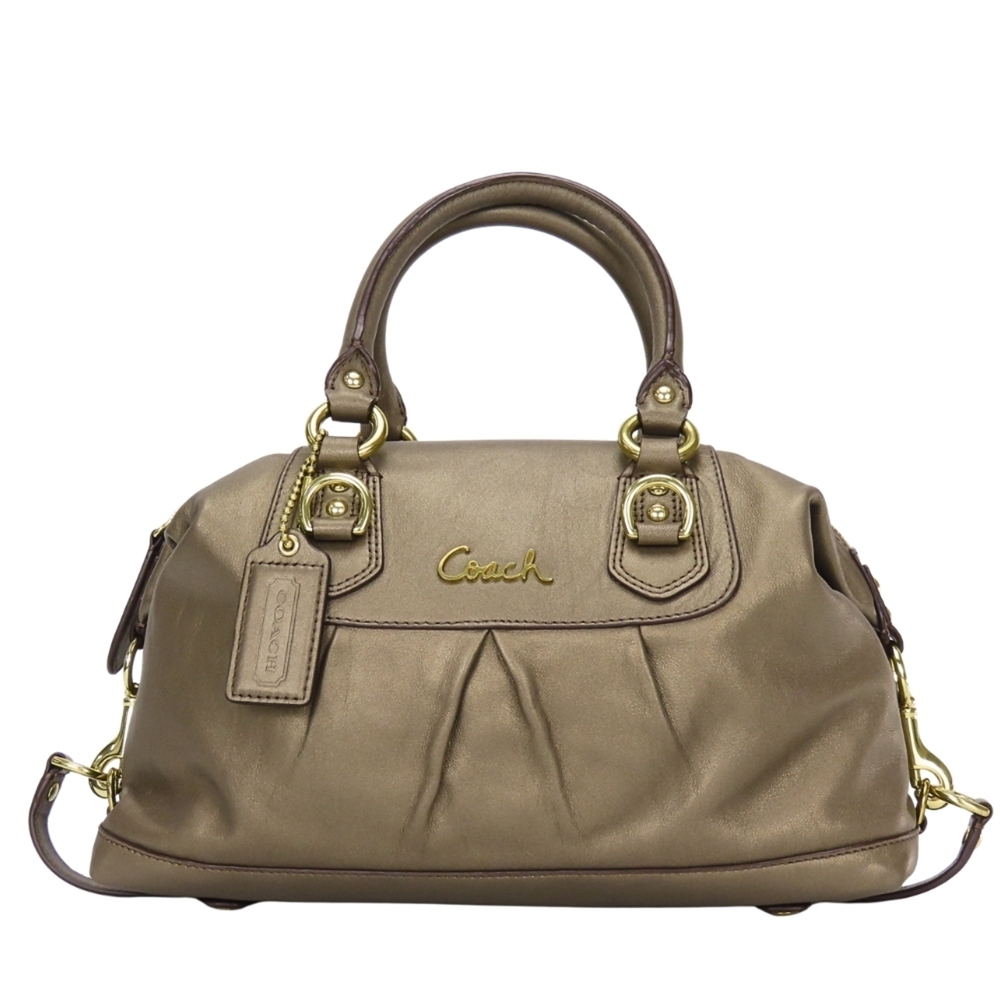 Coach handbag F15445 Leather Bronze Gold Hardware Shoulder Bag for Women COACH